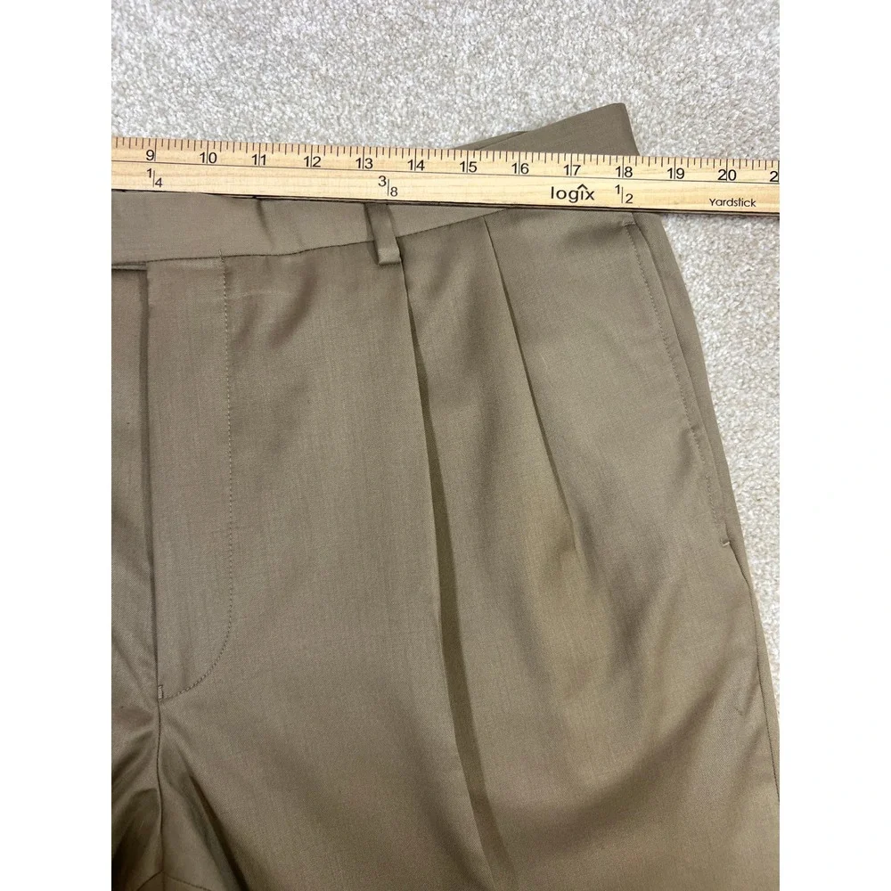 Jos A Bank Traditional Fit Signature Gold Men Wool Pleated Dress Pants 37‎ Brown